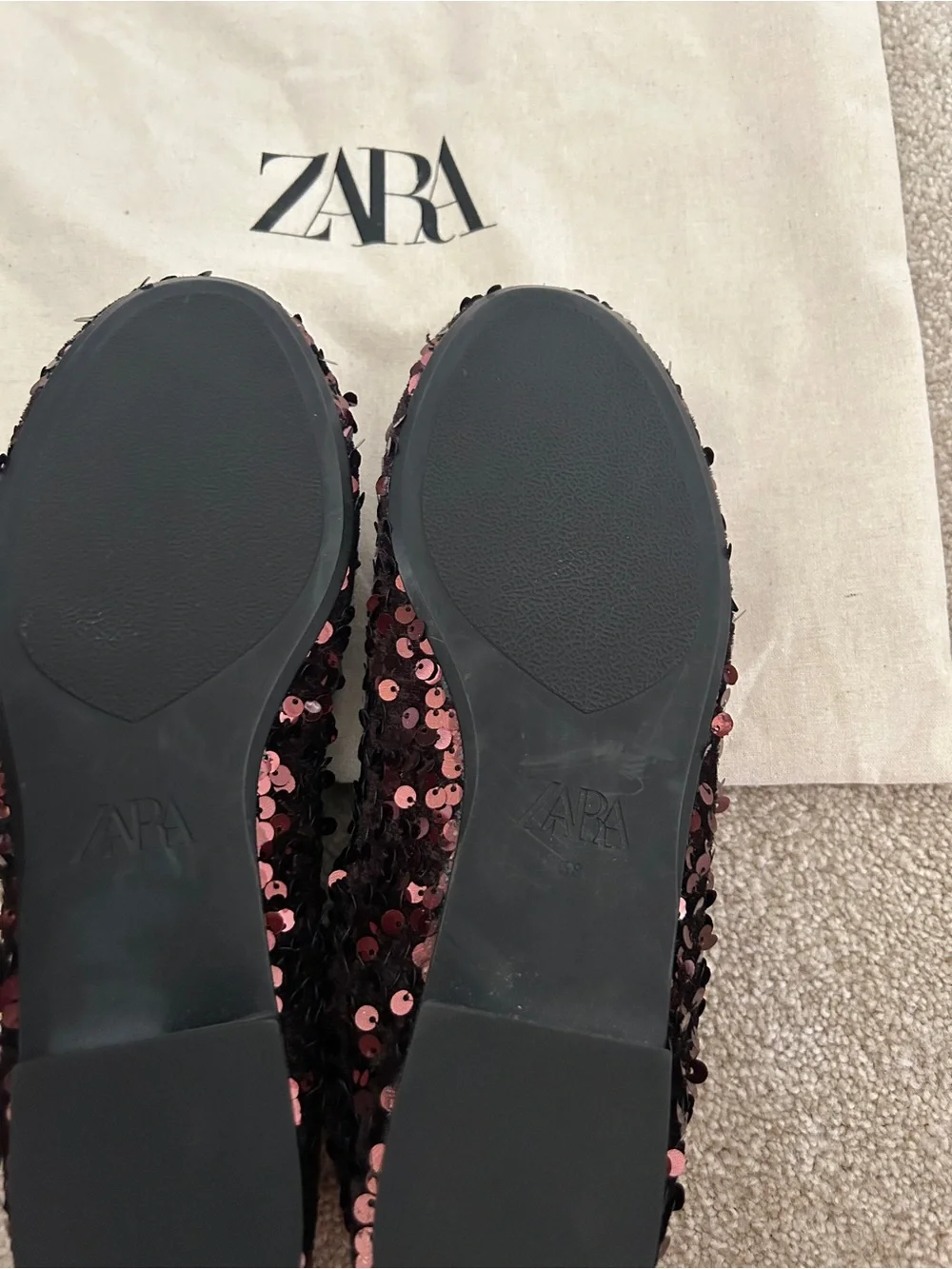 Zara Brown Sequin Flats